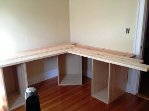 DIY Built-in Desk Layout Pre-Stain