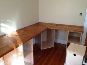 DIY Built-in Desk Stained and Assembled