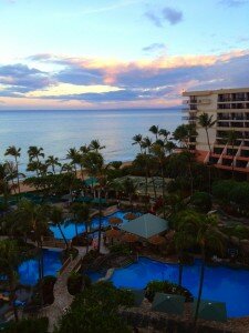 Sunrise view from our balcony at the Maui Marriott Ocean Club